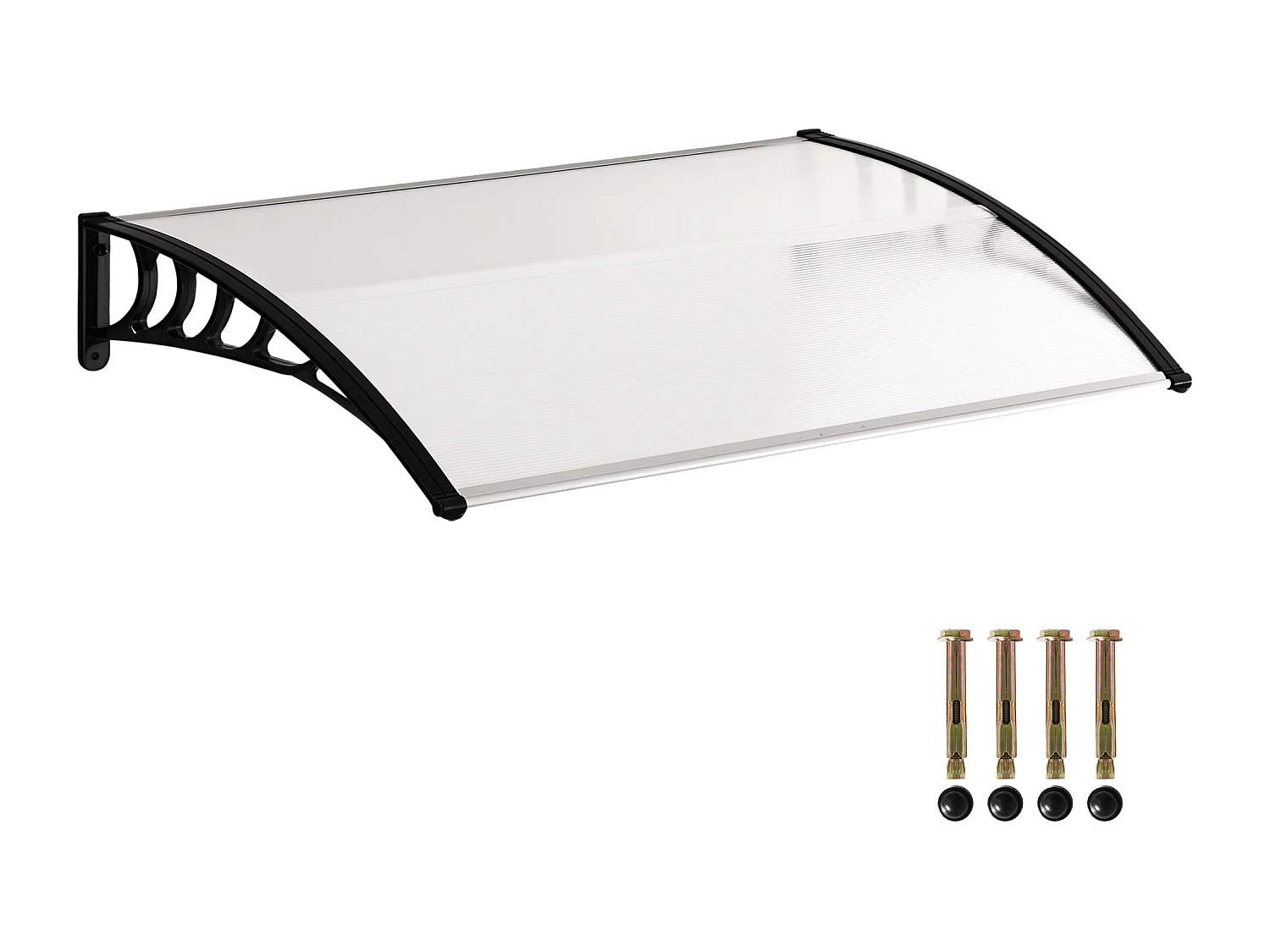 Auvent marquise de porte design voûté arrondi dim. 122L x 89l x 24H cm polycarbonate PP noir