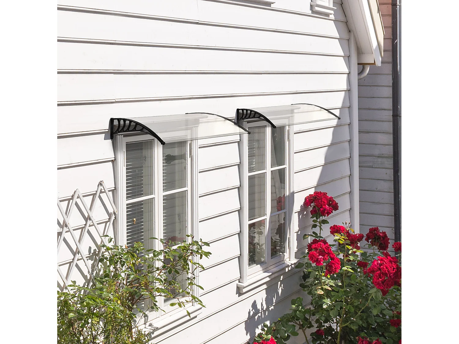 Auvent marquise de porte design voûté arrondi dim. 150L x 90l x 25H cm polycarbonate PP noir