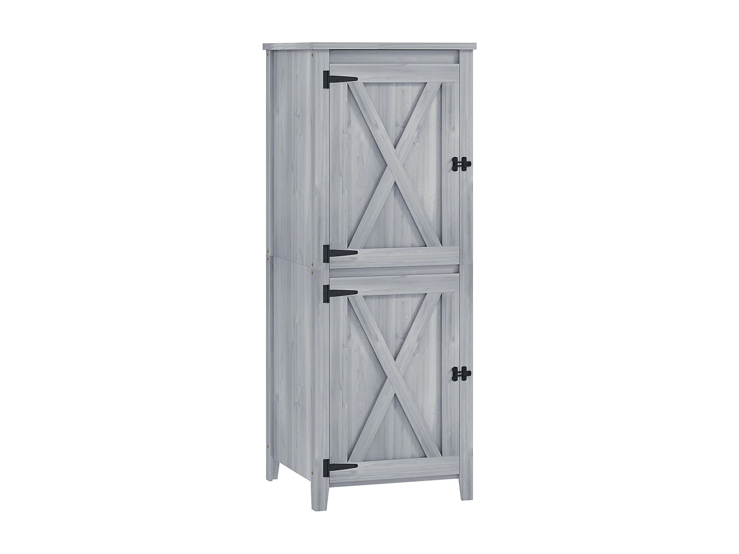Armoire de jardin en bois gris - 2 portes verrouillables, 2 étagères amovibles - dim. 60 x 60 x 160 cm