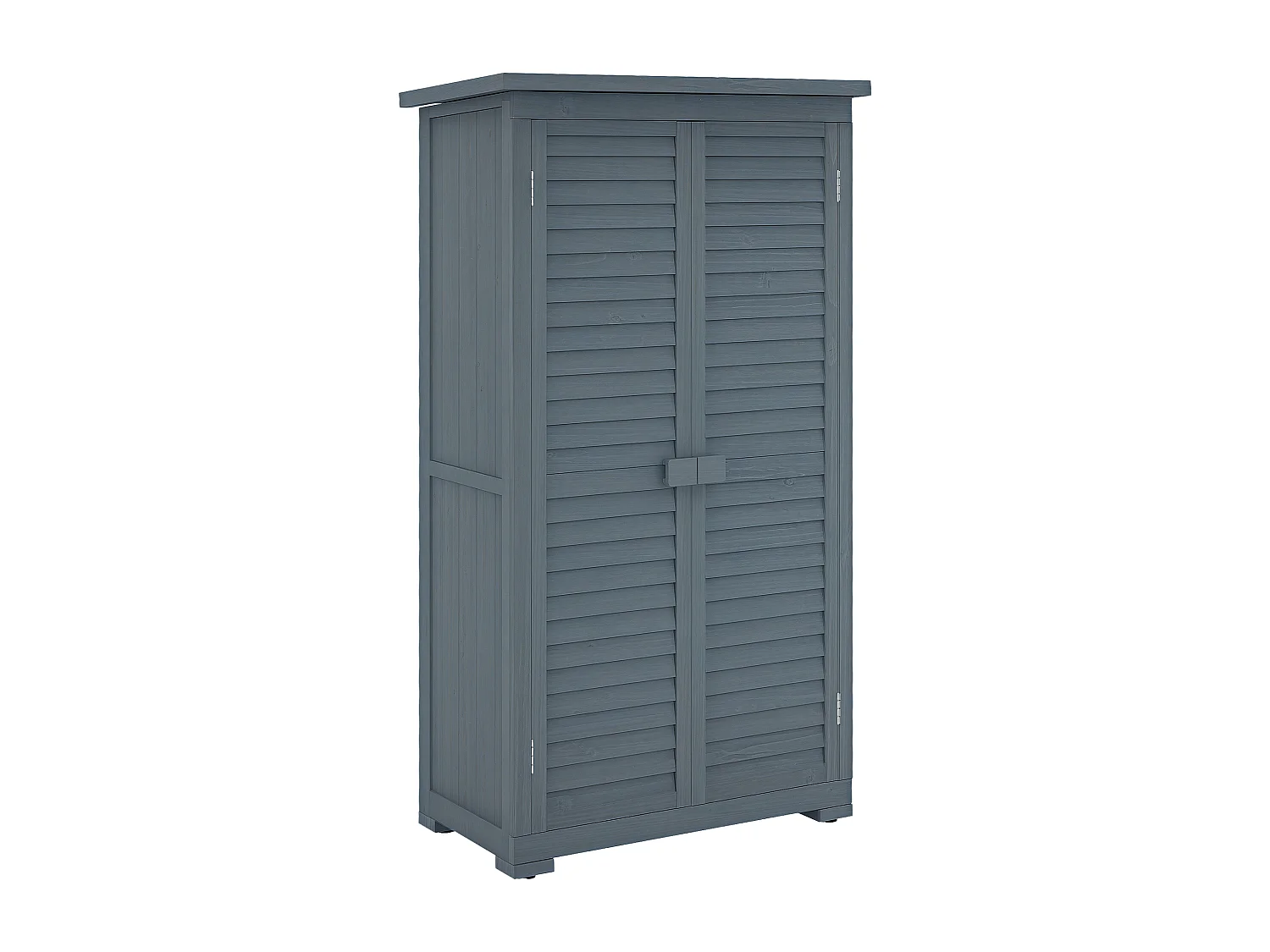 Armoire de jardin abri jardin remise pour outils sur pied 2 étagères portes persiennes toit bitumé étanche bois sapin pré-huilé gris