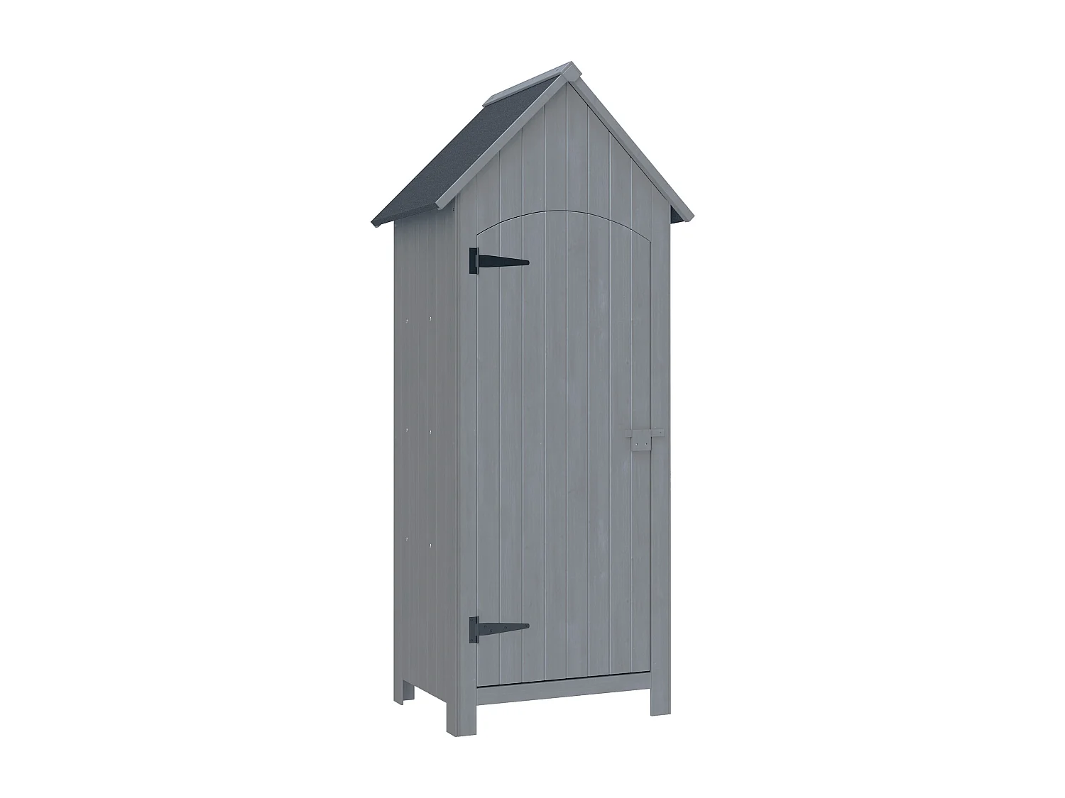 Armoire abri de jardin remise pour outils 3 étagères porte loquet toit pente bitumé dim. 77L x 54l x 179H cm bois sapin pré-huilé gris