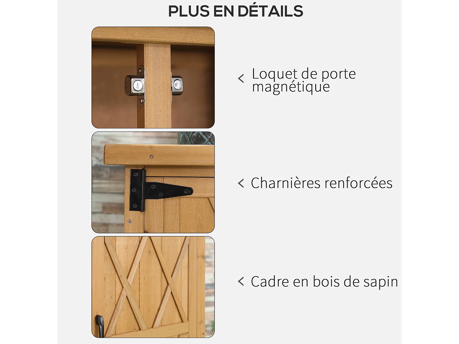 Abri de jardin armoire de jardin remise pour outils sur pied dim. 75L x 40l x 90H cm 3 étagères 2 portes toit tôle bois sapin pré-huilé