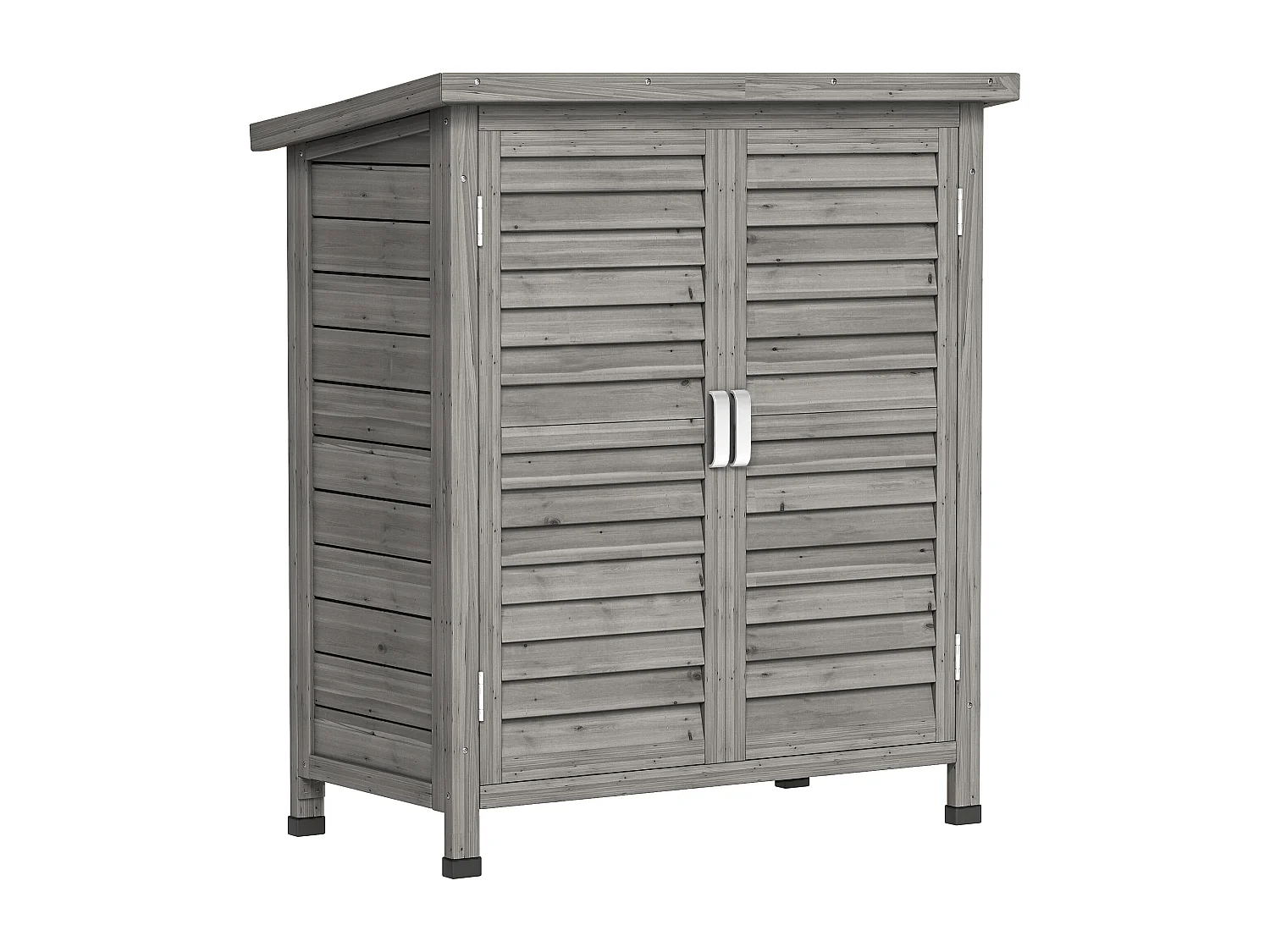 Armoire de jardin abri jardin remise pour outils sur pied dim. 87L x 46l x 96H cm étagère portes persiennes toit bitumé bois sapin autoclave gris