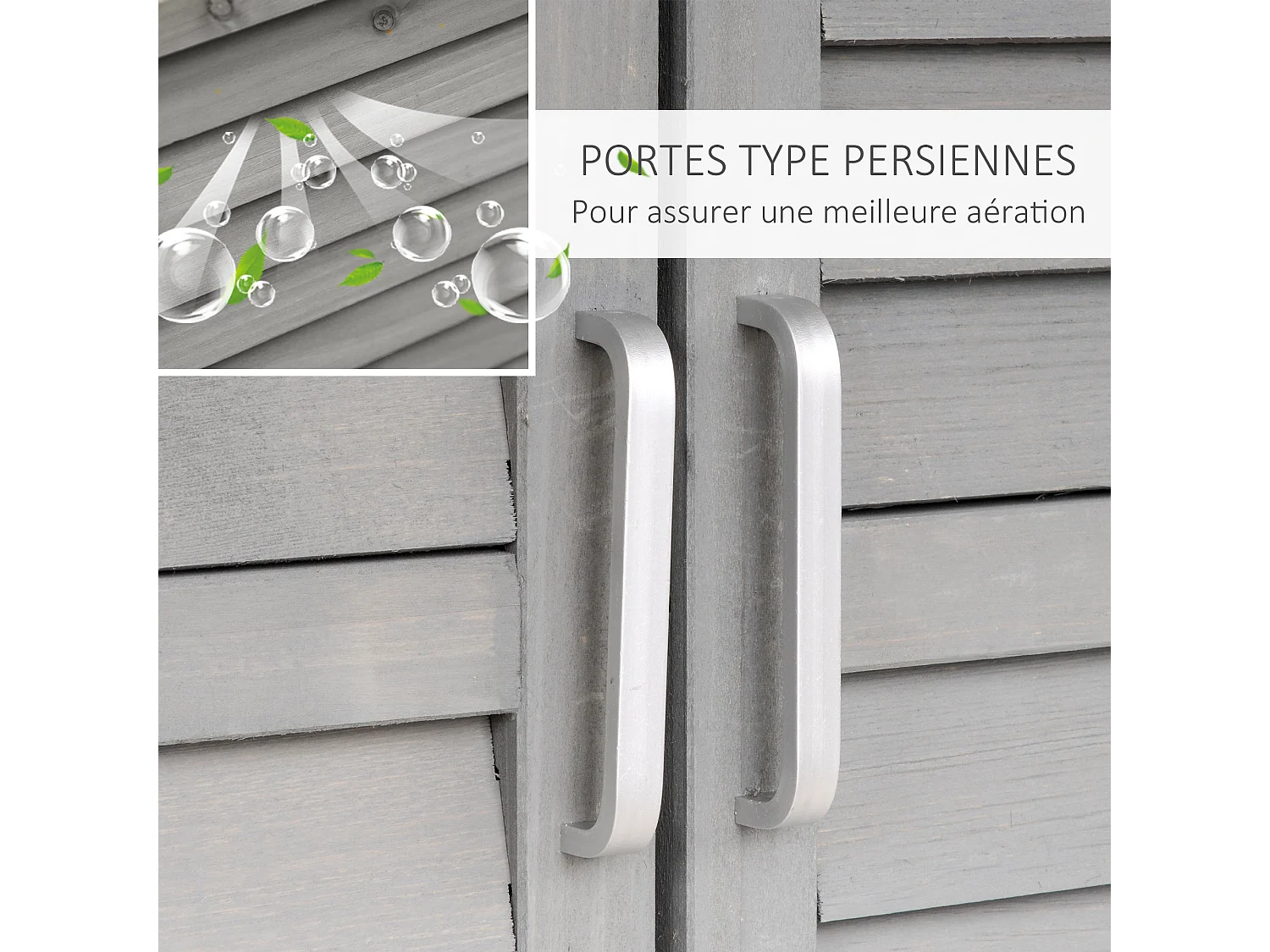 Armoire de jardin abri jardin remise pour outils sur pied dim. 87L x 46l x 96H cm étagère portes persiennes toit bitumé bois sapin autoclave gris