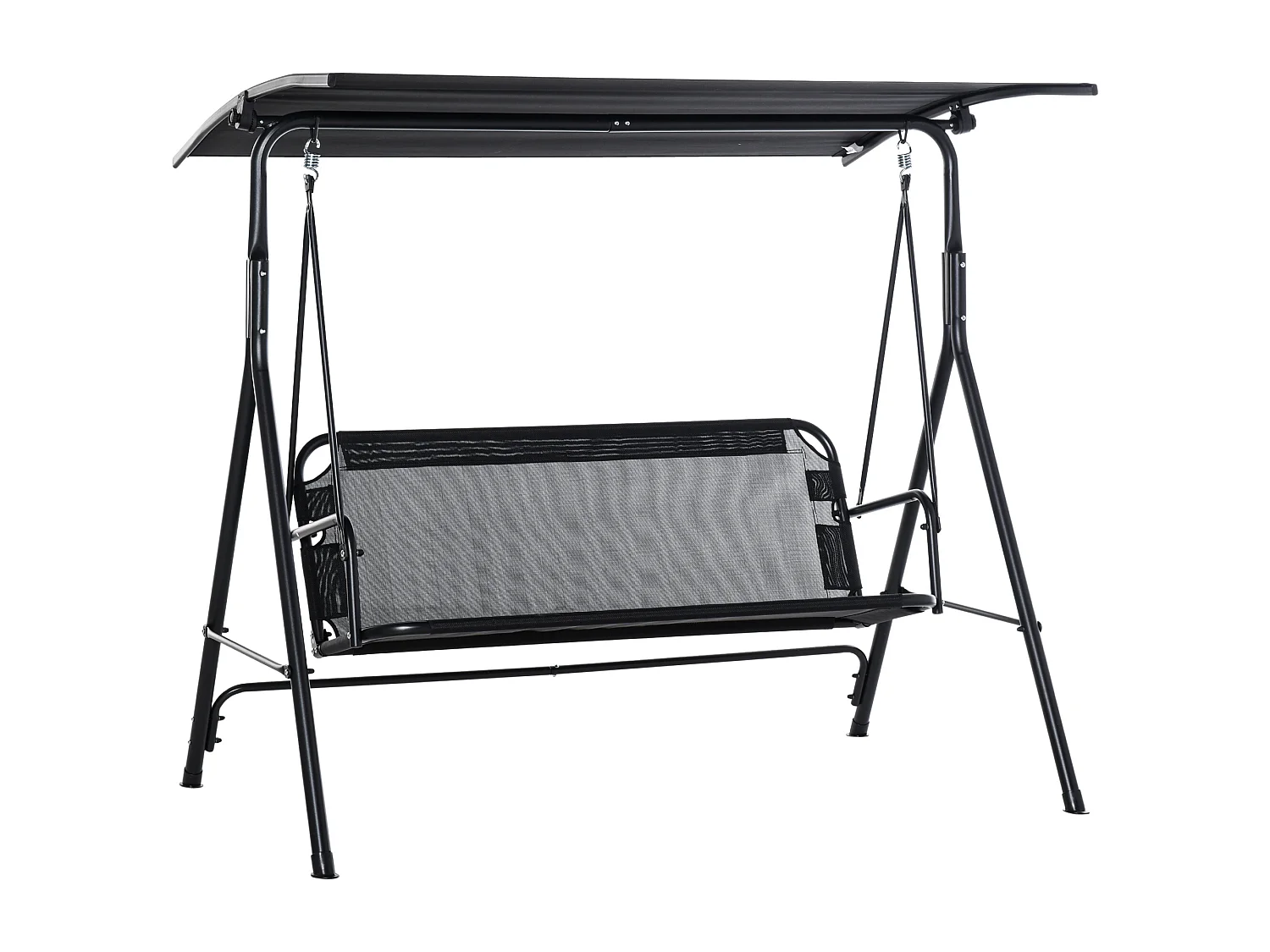 Balancelle de jardin 2 places - toit inclinaison réglable - acier textilène noir