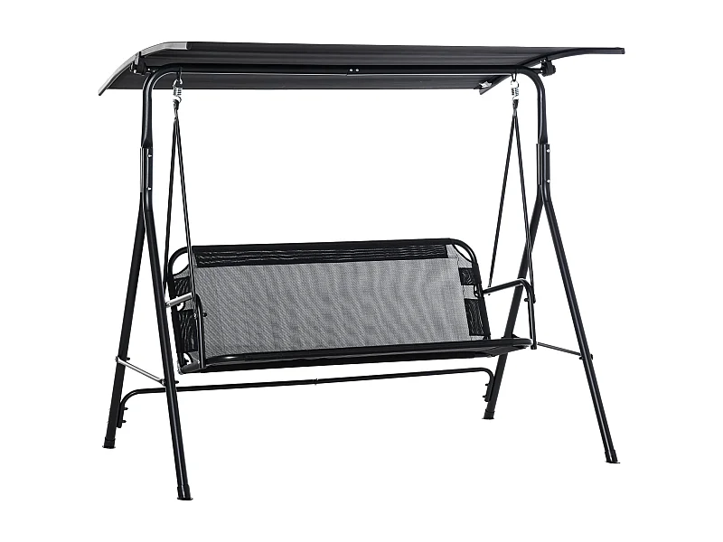 Balancelle de jardin 2 places - toit inclinaison réglable - acier textilène noir