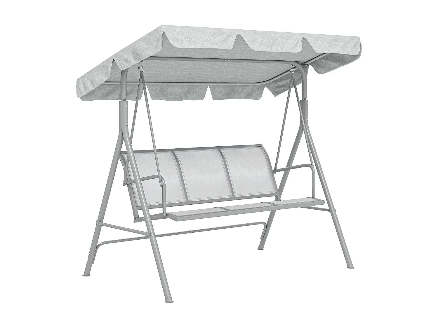 Balancelle de jardin 3 places grand confort toit imperméabilisé inclinaison réglable assise et dossier ergonomique acier textilène gris clair