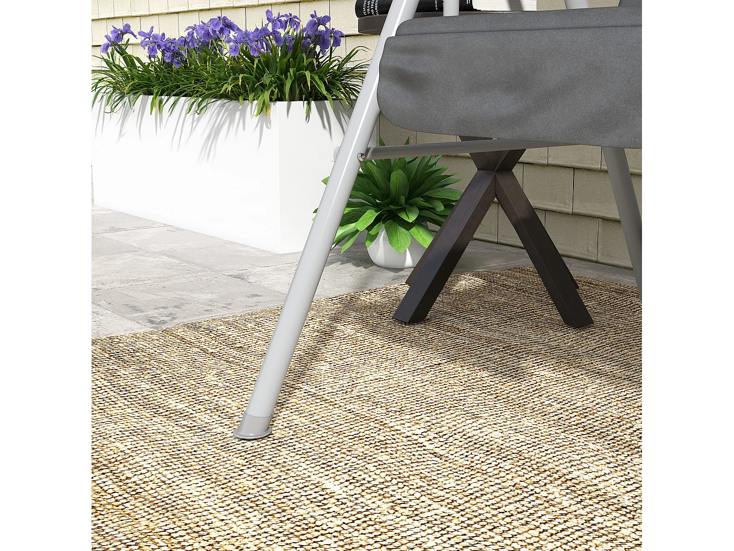 Balancelle design de jardin 2 places inclinaison toit réglable tablette porte-gobelet rangement métal gris