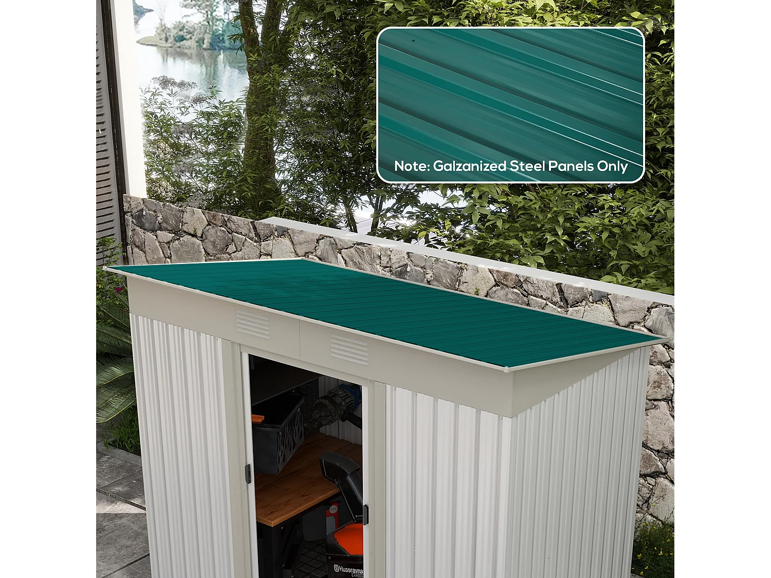 Lot de 12 panneaux - dim. 129L x 45l cm - tôle acier ondulé vert