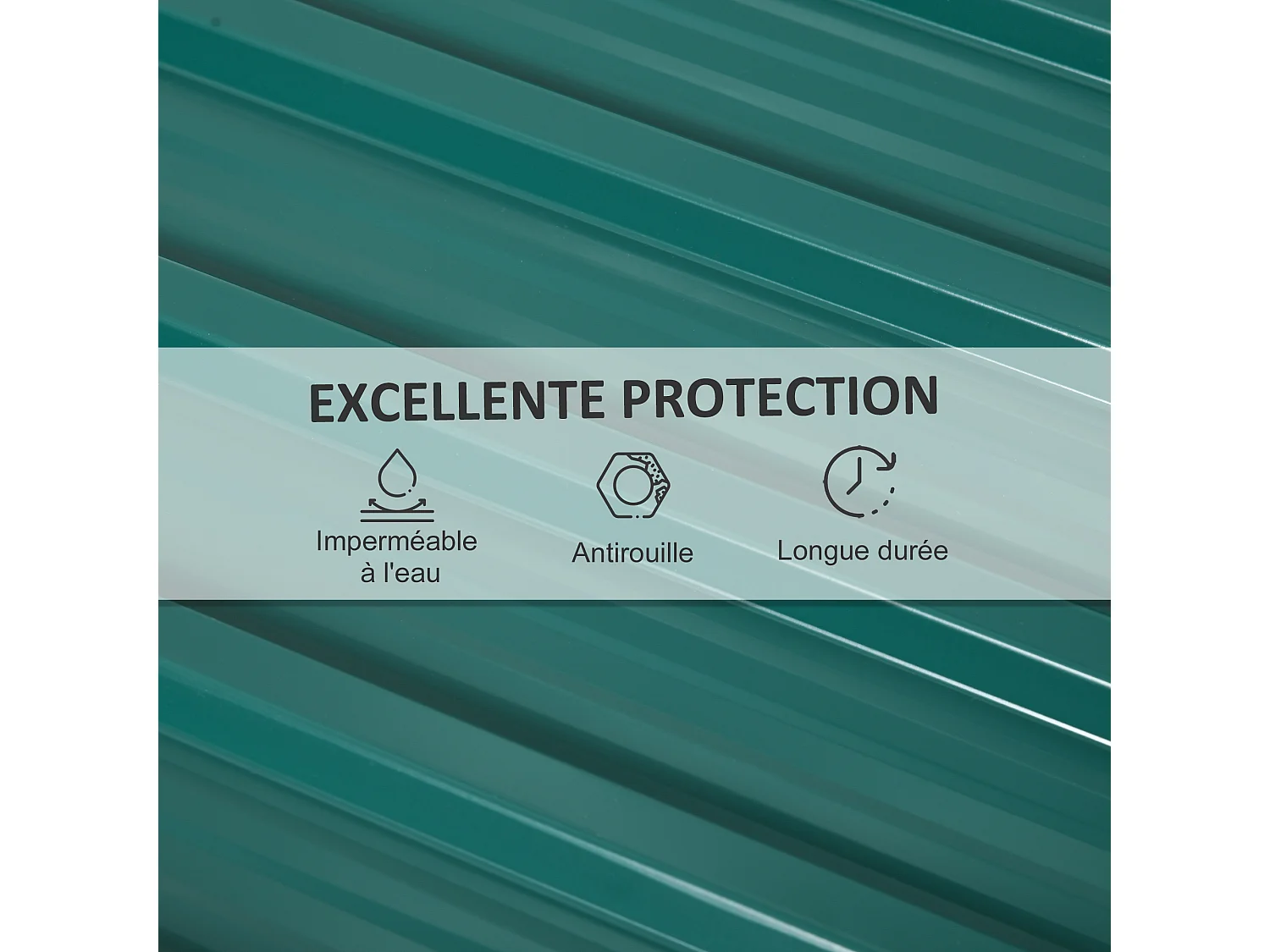 Lot de 12 panneaux - dim. 129L x 45l cm - tôle acier ondulé vert