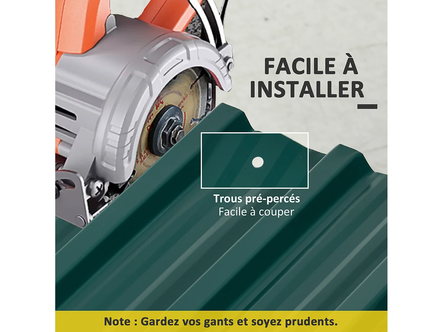 Lot de 12 panneaux - dim. 129L x 45l cm - tôle acier ondulé vert