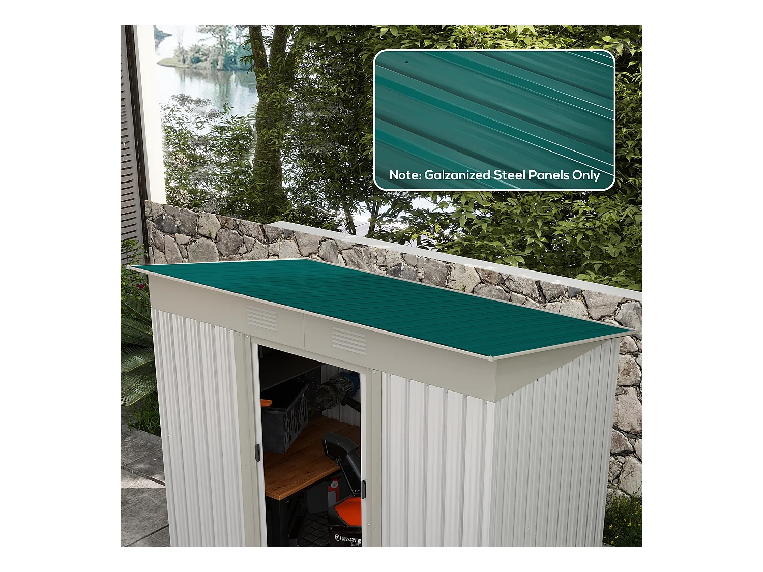 Lot de 12 panneaux - dim. 129L x 45l cm - tôle acier ondulé vert