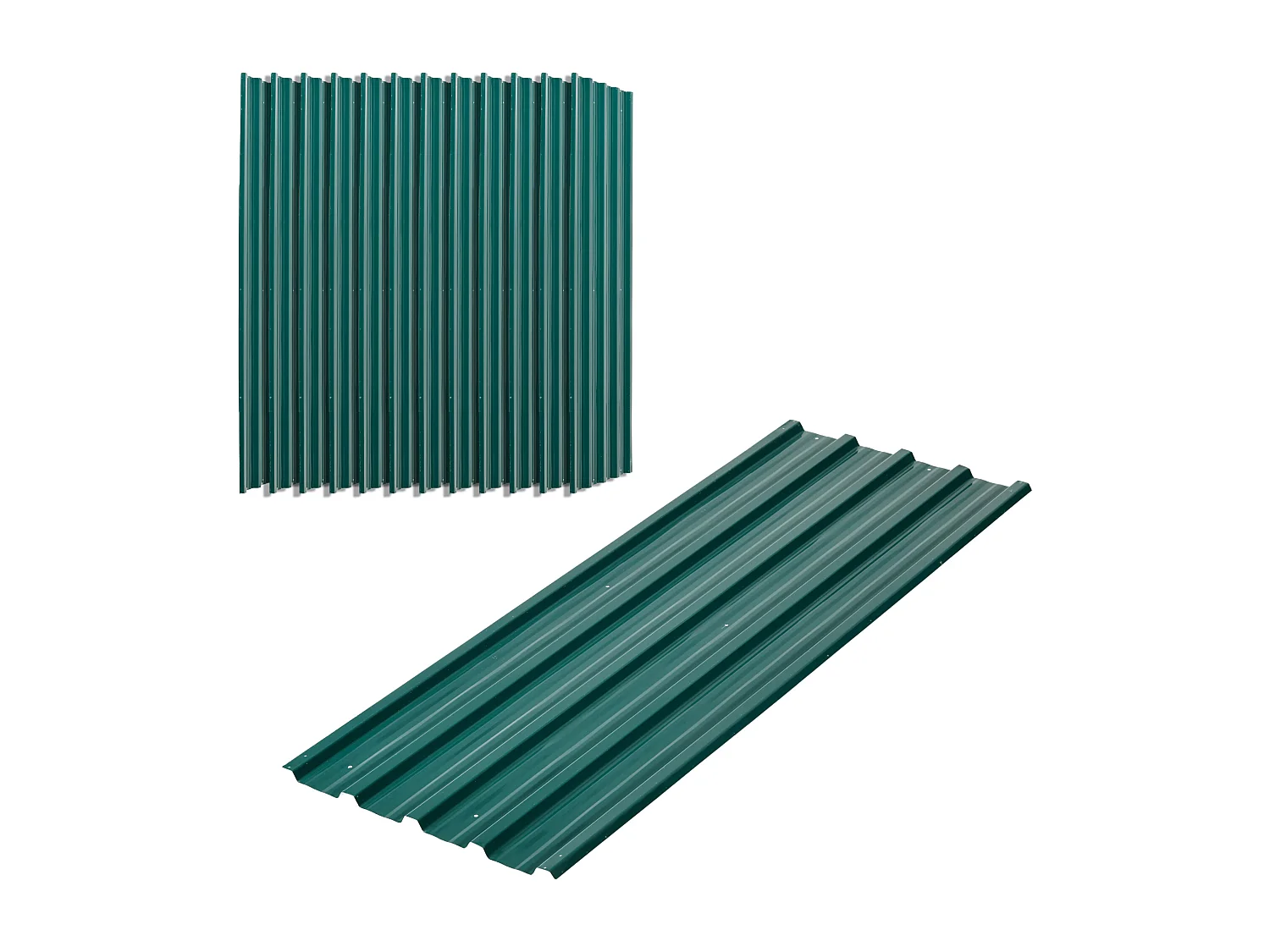 Lot de 12 panneaux - dim. 129L x 45l cm - tôle acier ondulé vert