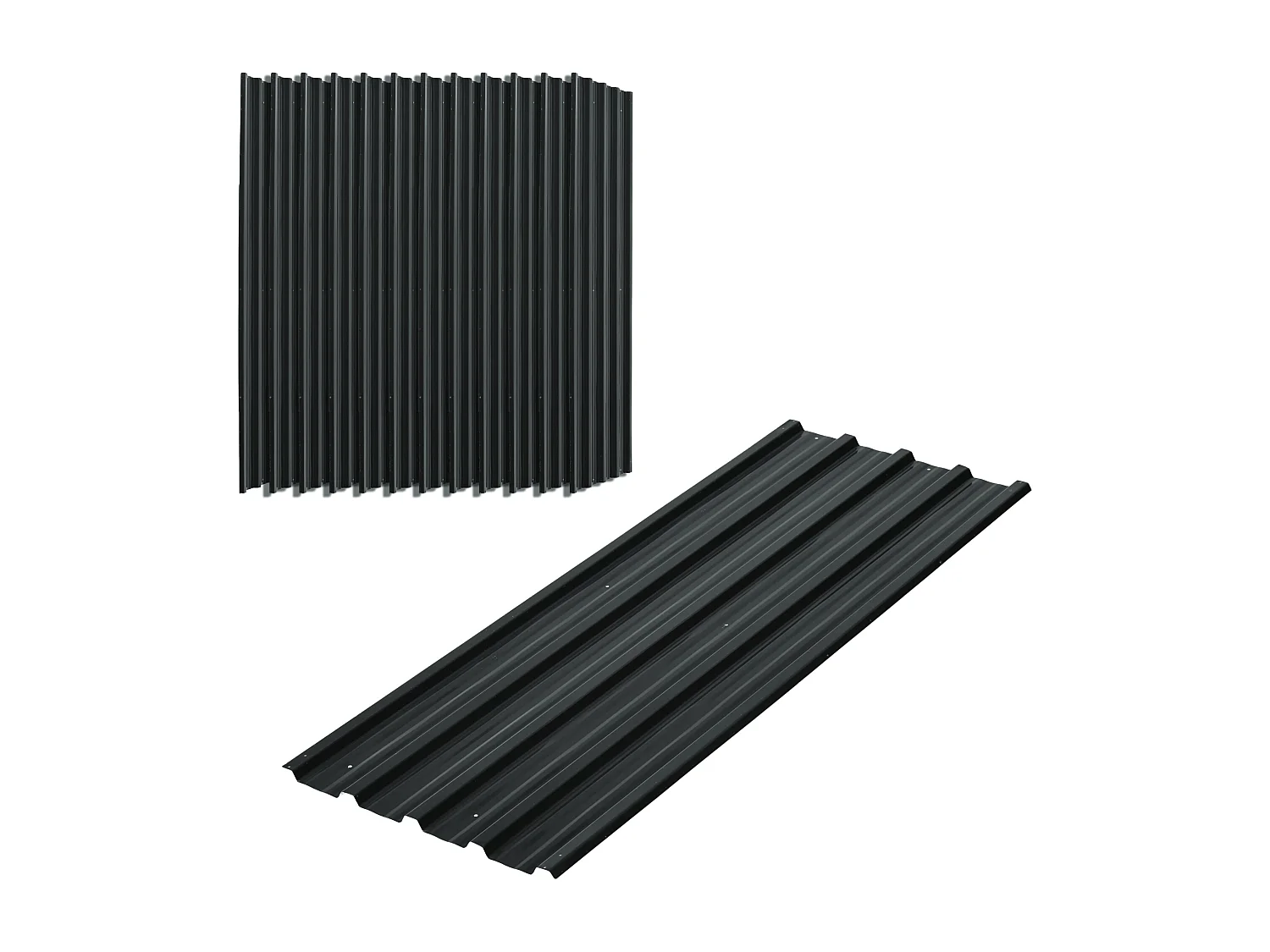 Lot de 12 panneaux - dim. 129L x 45l cm - tôle acier ondulé anthracite