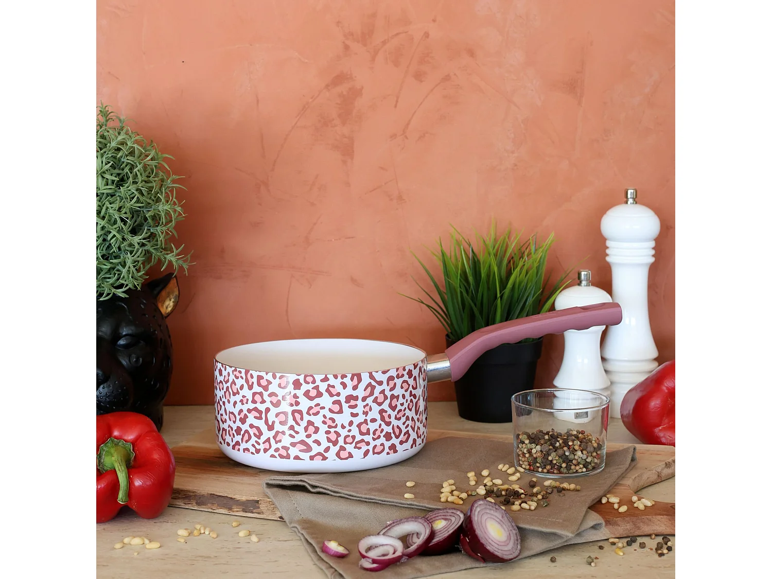 Menastyl - Casserole Leopard 18cm Aluminium Recycle Rose