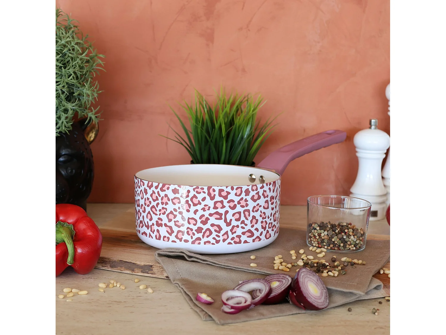 Menastyl - Casserole Leopard 18cm Aluminium Recycle Rose