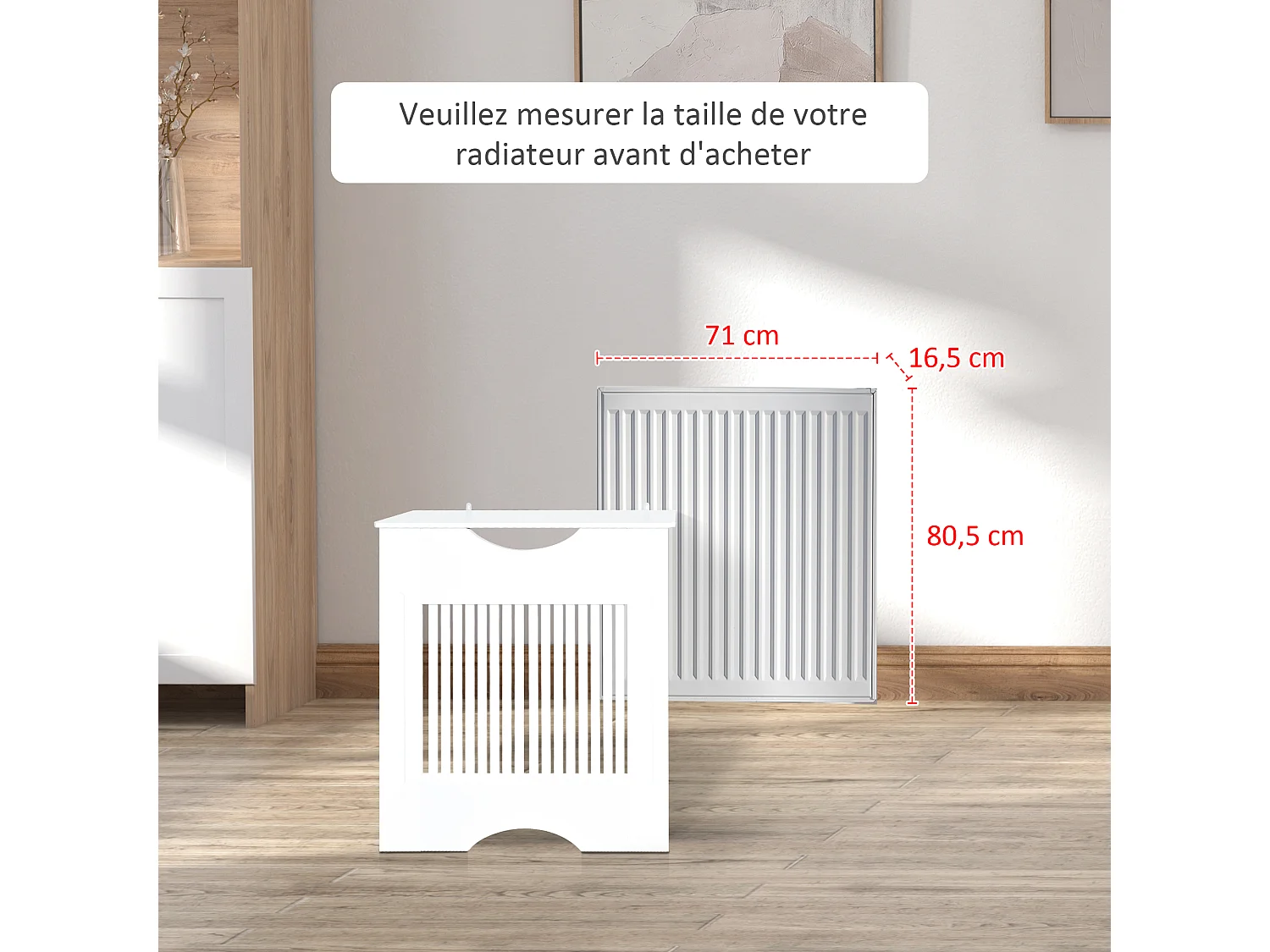 Cache-radiateur design panneau 78 x 19 x 82 cm MDF blanc