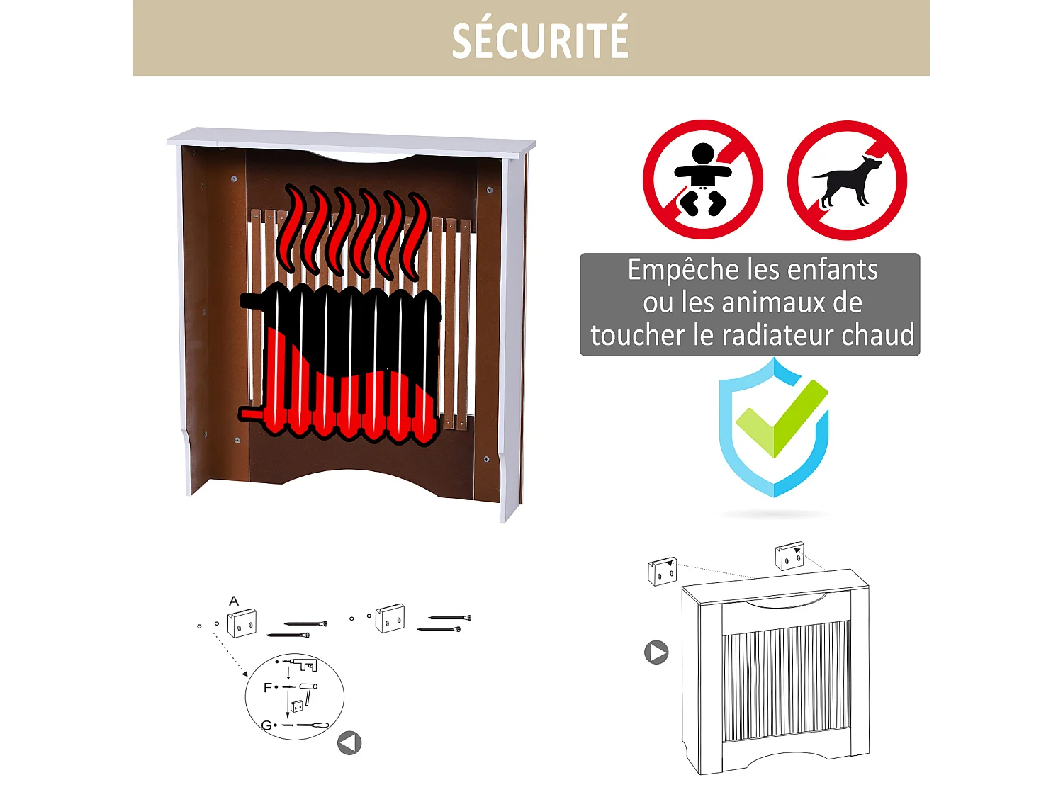Cache-radiateur design panneau 78 x 19 x 82 cm MDF blanc