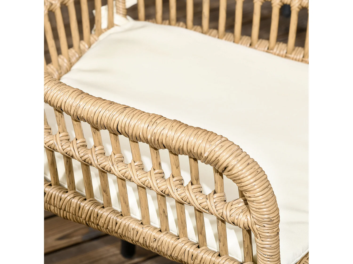 Salon de Jardin 6 places 7 pièces style bohème - 6 chaises, table à manger ovale - coussins inclus