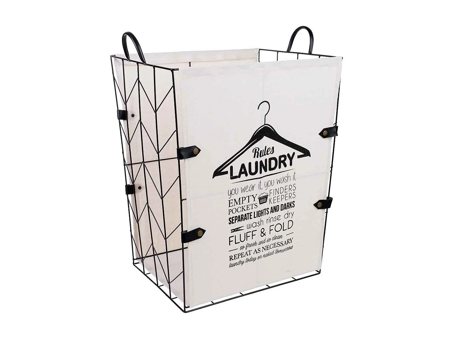 Cesto per la biancheria in metallo e tessuto 45x36x56/63