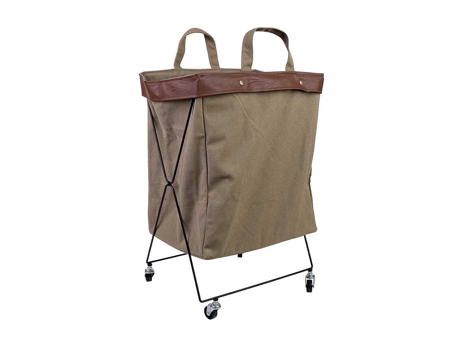 Cesto de roupa de metal e tecido 41x32x58h cm