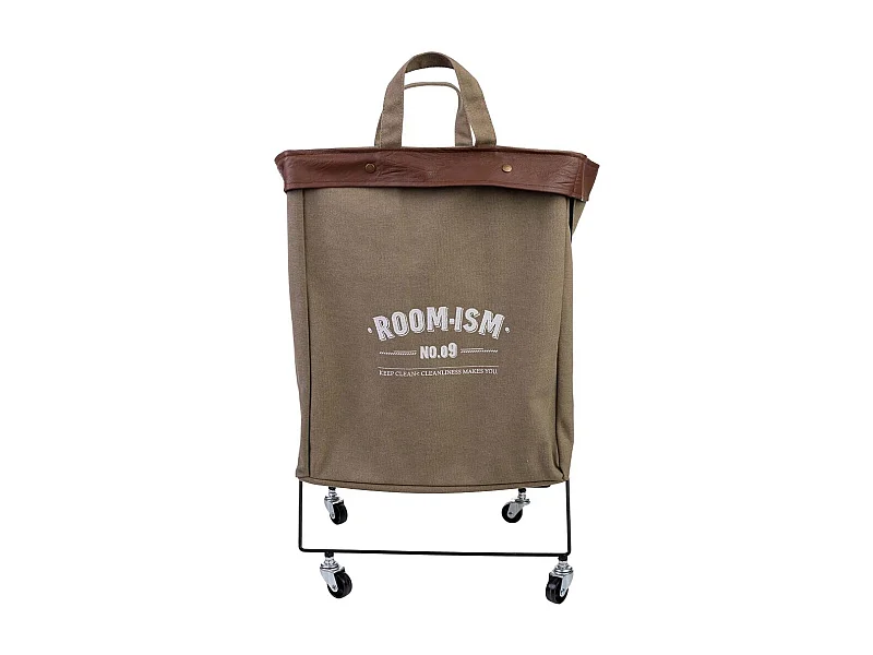 Cesto de roupa de metal e tecido 41x32x58h cm