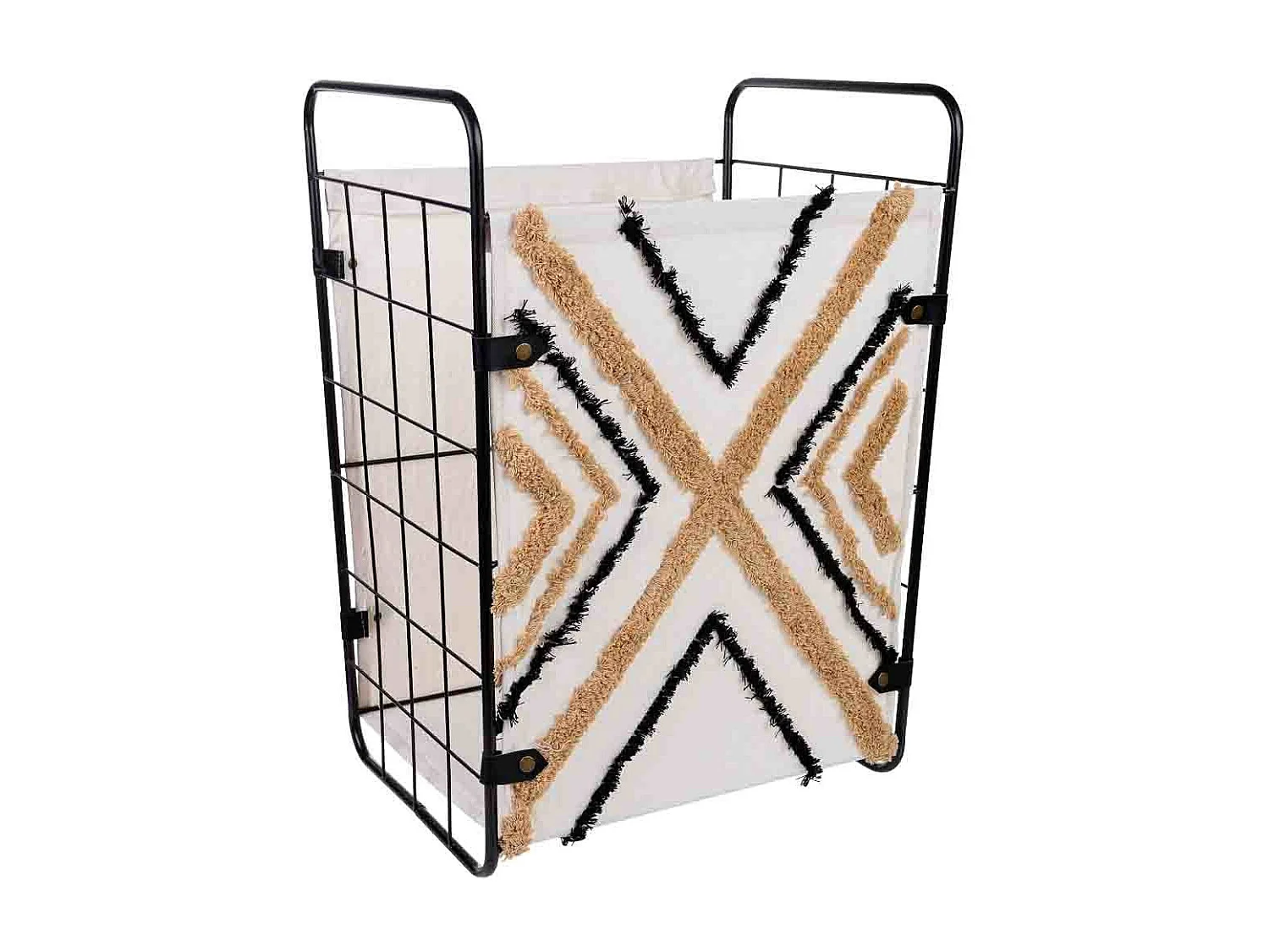 Cesto de la ropa de metal y tela 46x35x55/63h cm