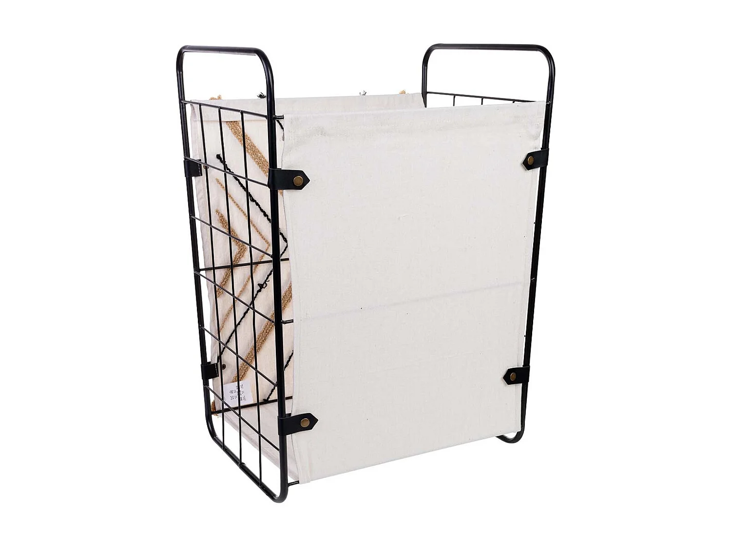 Panier à linge en métal et tissu 46x35x55/63 cm