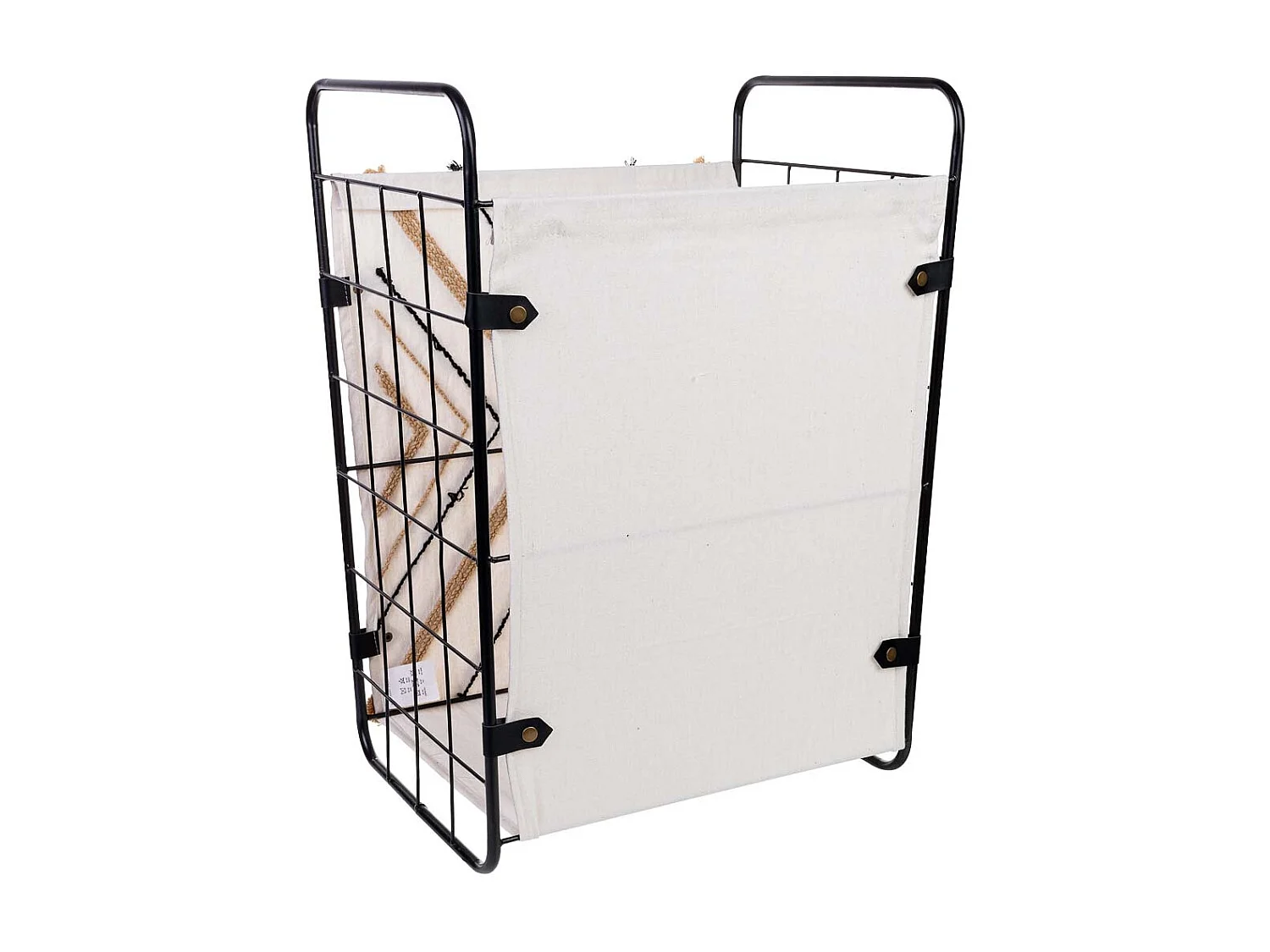 Cesto de la ropa de metal y tela 46x35x55/63h cm