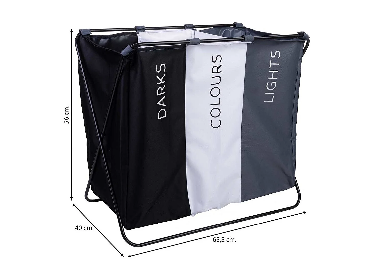 Wäschekorb aus Metall und Stoff, 65,5x40x56H cm