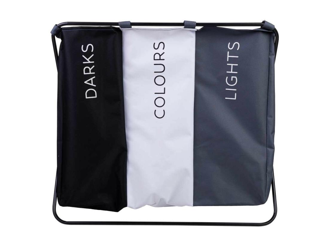 vente unique Panier à linge en métal et tissu 65.5x40x56h cm