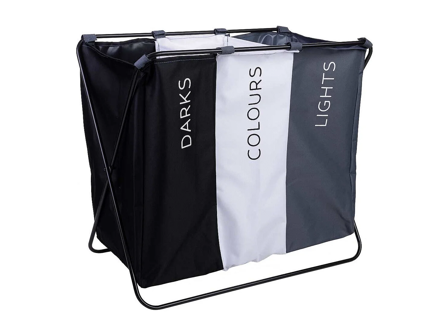 Panier à linge en métal et tissu 65.5x40x56h cm