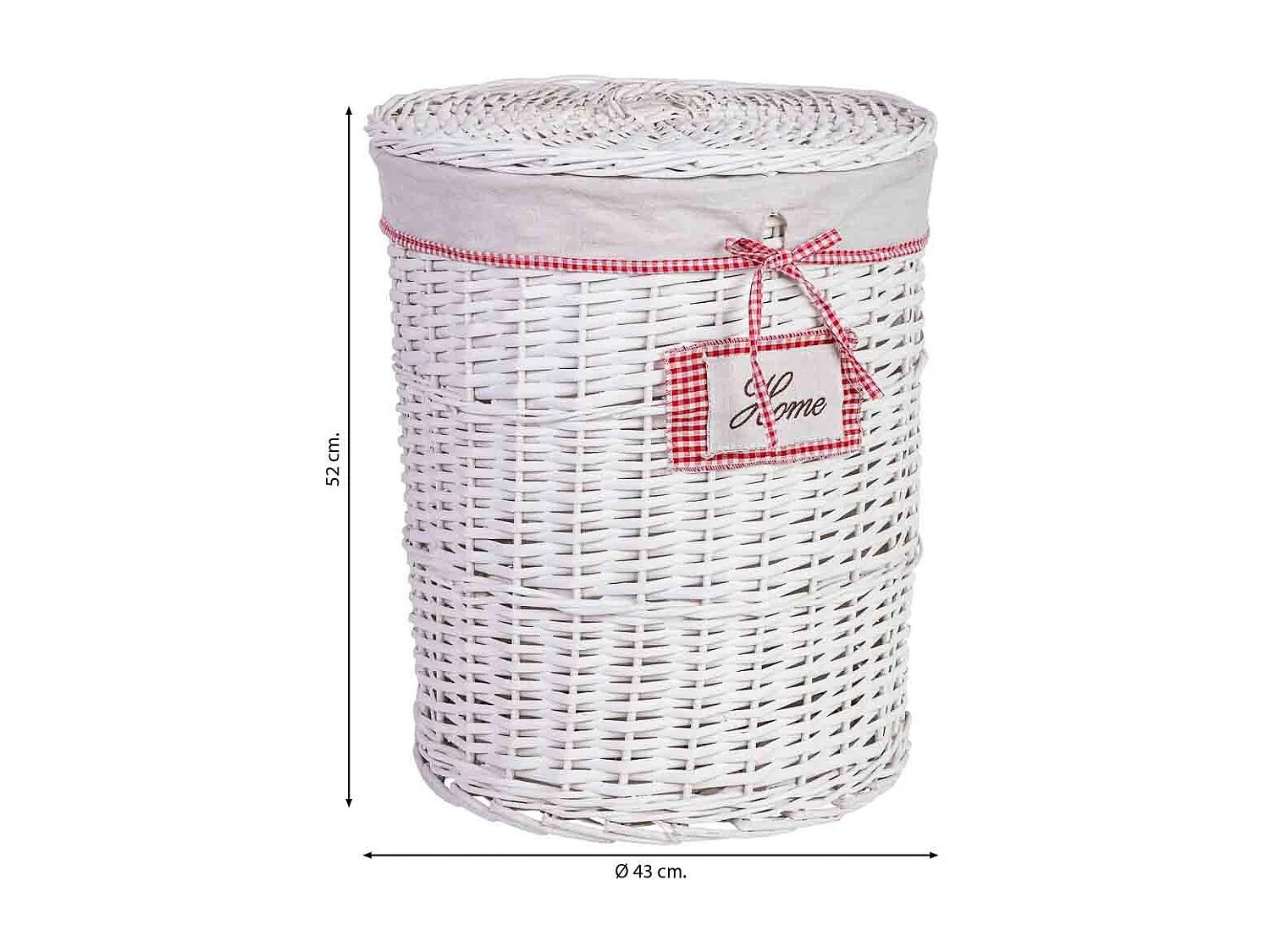 Panier à linge en osier gris 43x43x52h cm