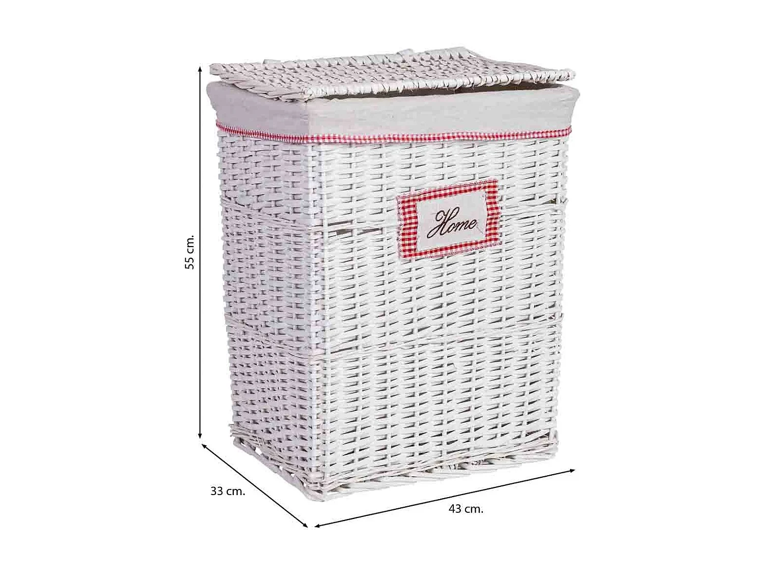Cesto de roupa em vime grau 43x33x55h cm