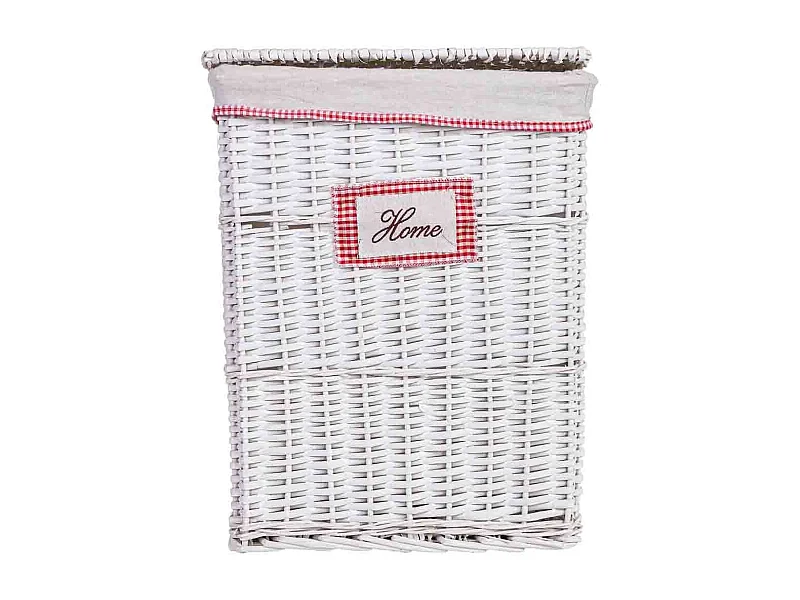 Cesto de ropa de mimbre gris 43x33x55h cm