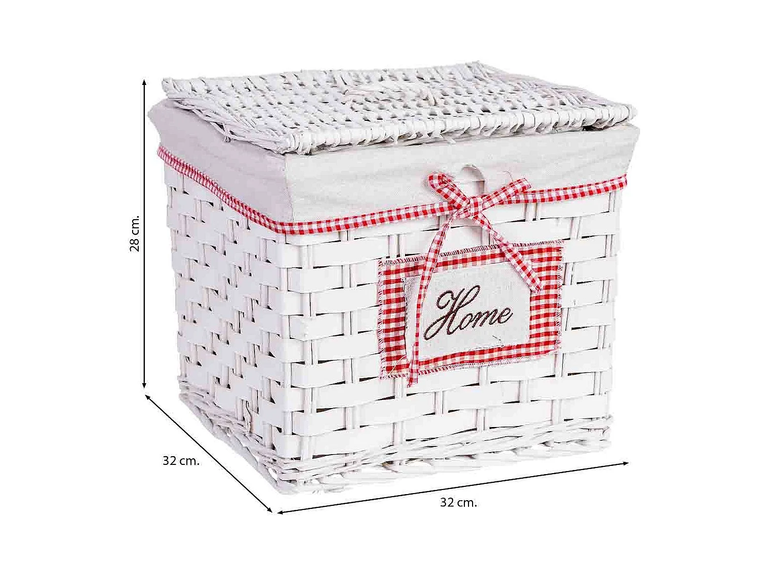 Cesto de roupa em vime grau 32x32x28h cm