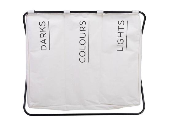 vente unique Panier à linge en métal et tissu 65.5x40x56h cm