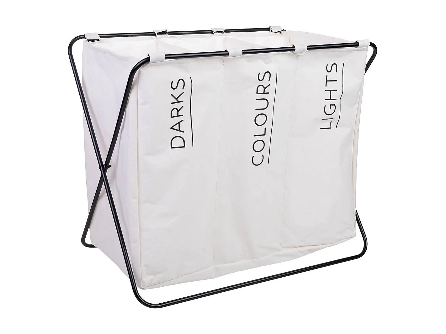 Panier à linge en métal et tissu 65.5x40x56h cm