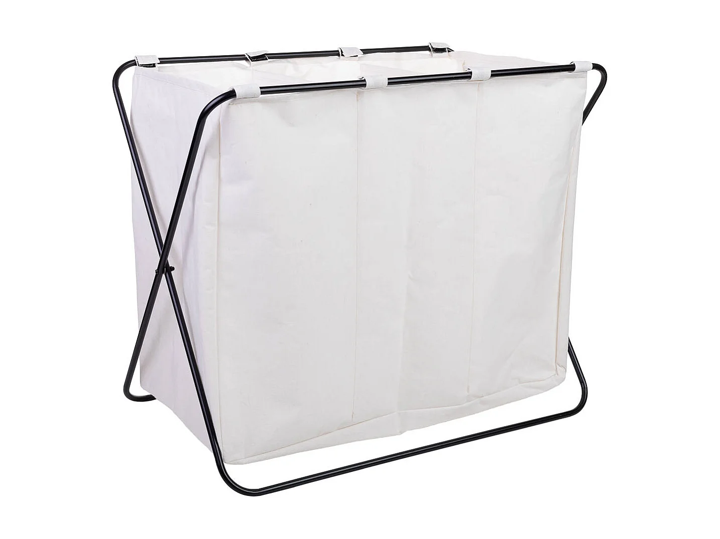 Panier à linge en métal et tissu 65.5x40x56h cm