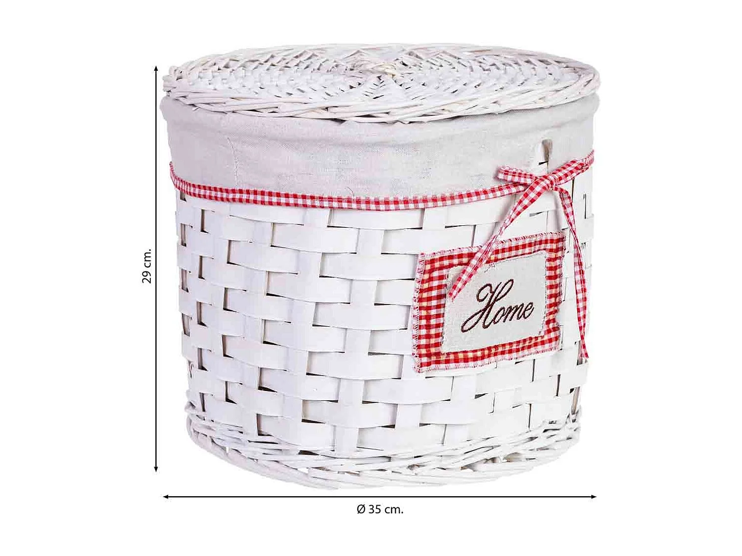 Panier à linge en osier gris 35x35x29h cm