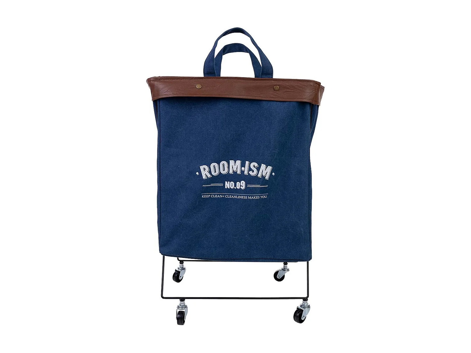 Cesto de roupa de metal e tecido 41x32x58h cm