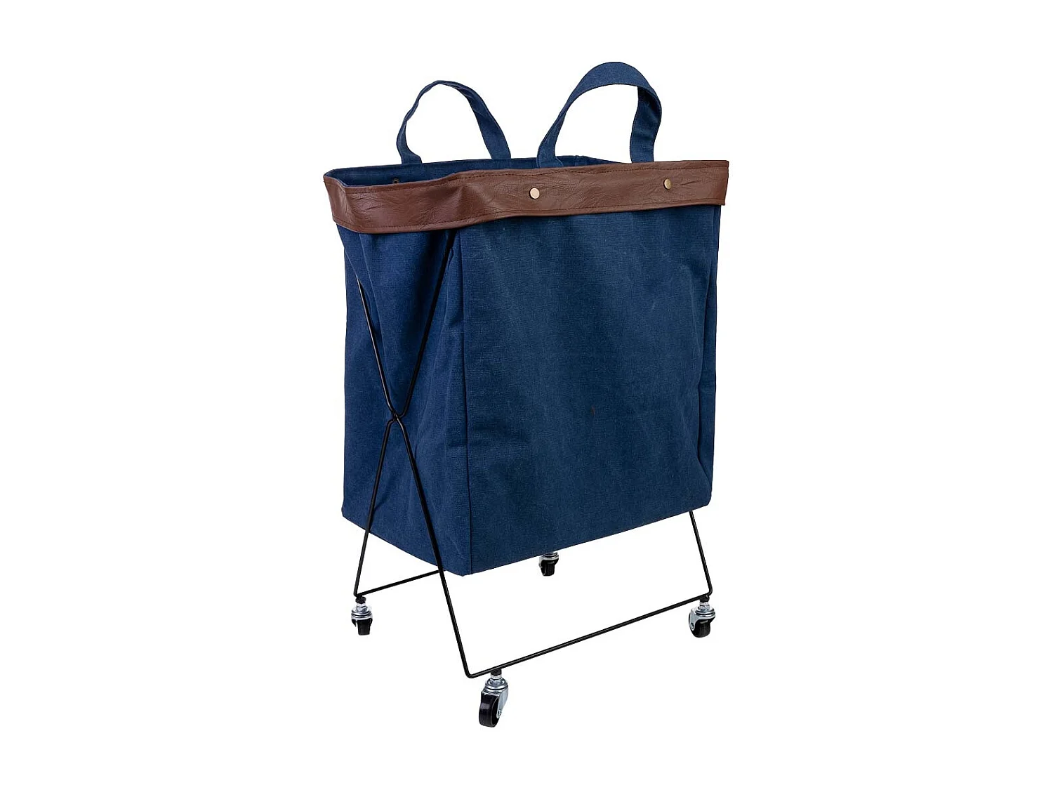 Cesto de roupa de metal e tecido 41x32x58h cm