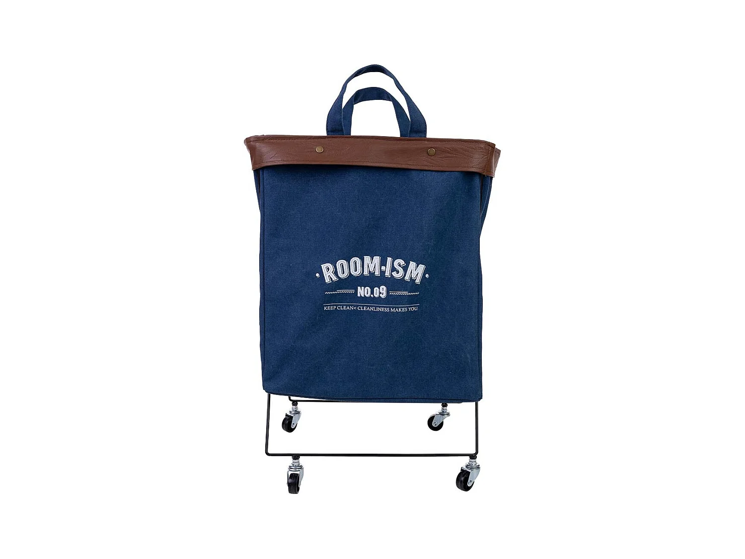 Panier à linge en métal et tissu 41x32x58h cm