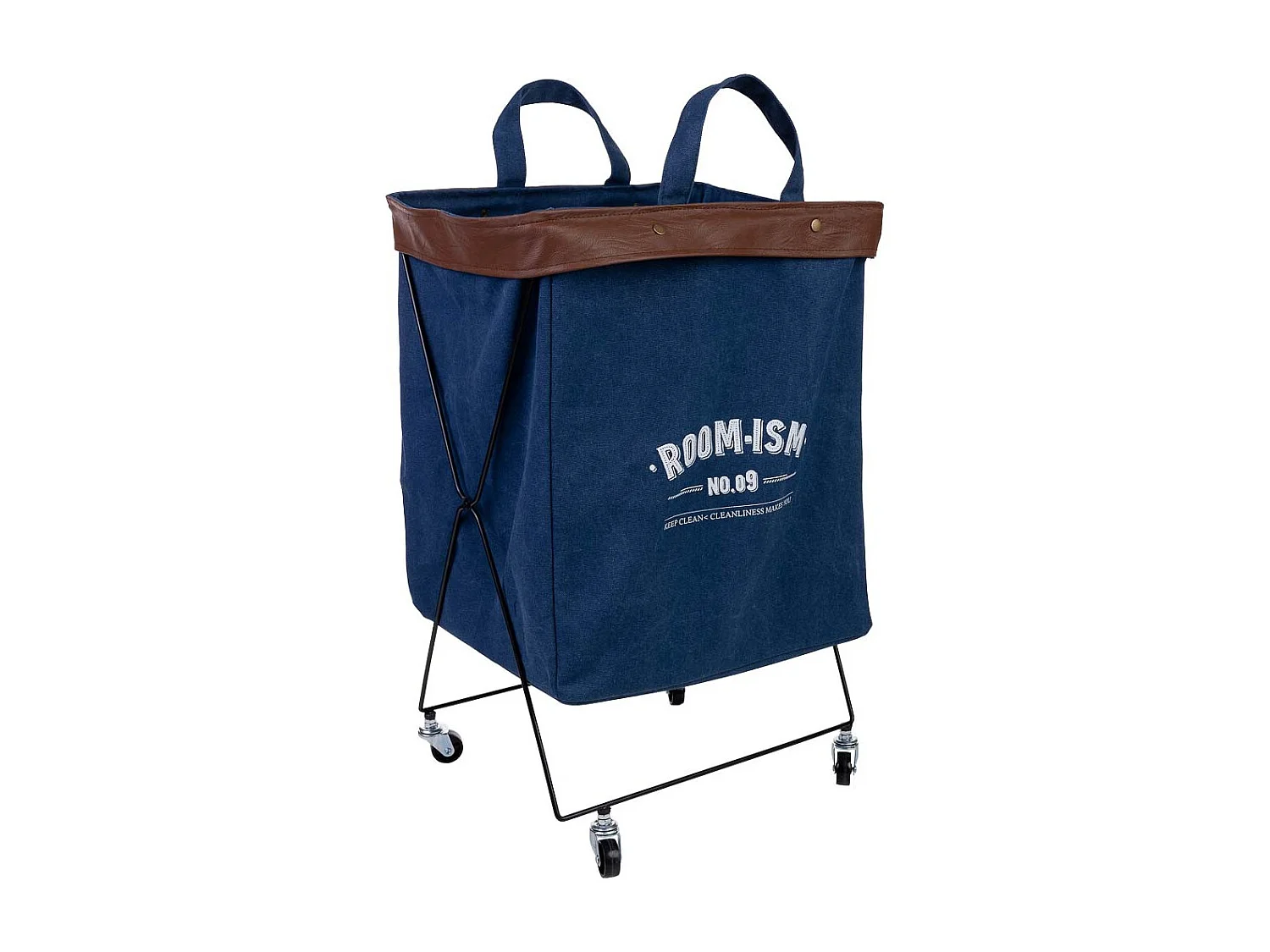 Cesto de la ropa de metal y tela 41x32x58h cm