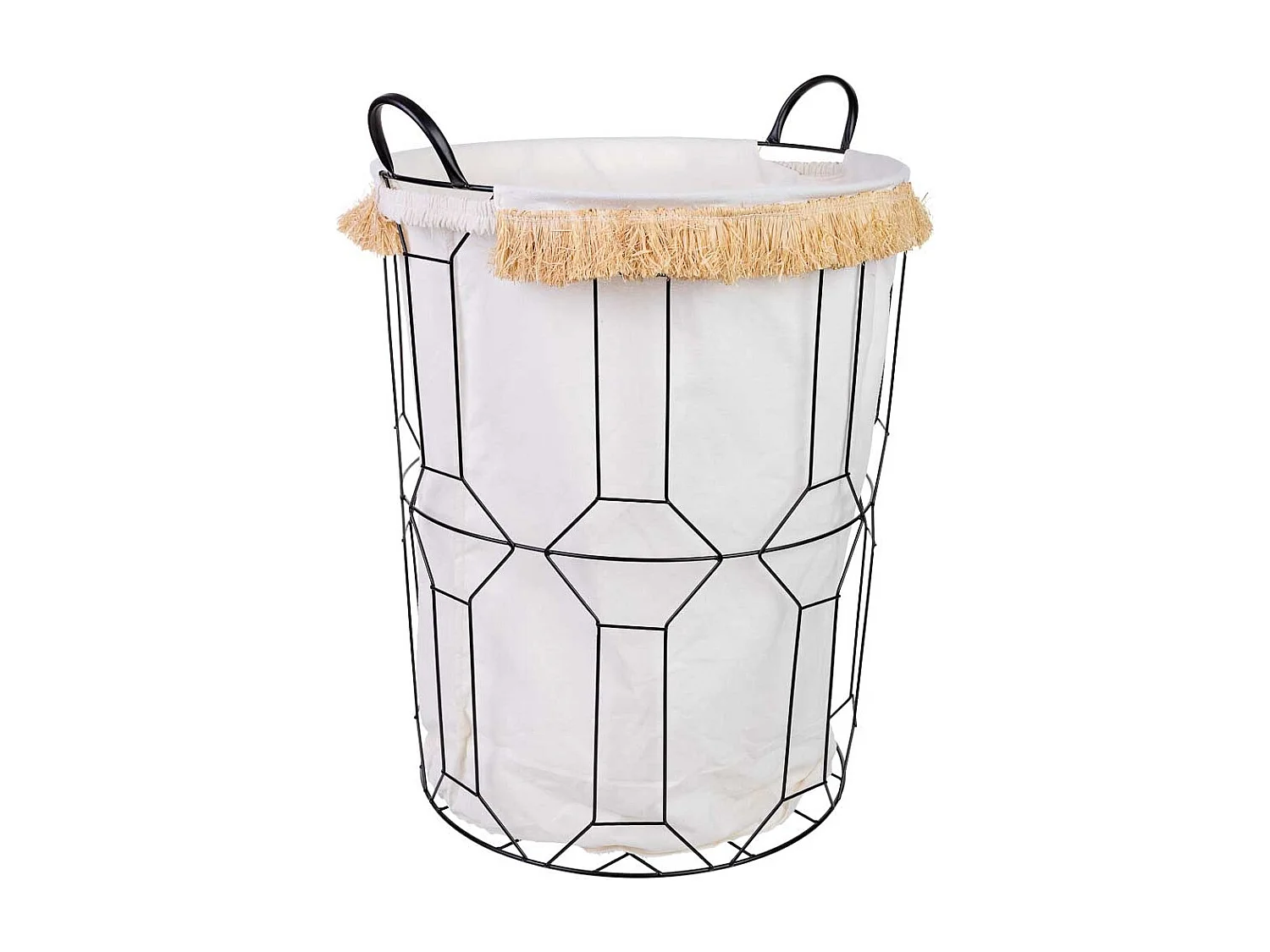 Cesto de roupa de metal e tecido D45x56/63 cm