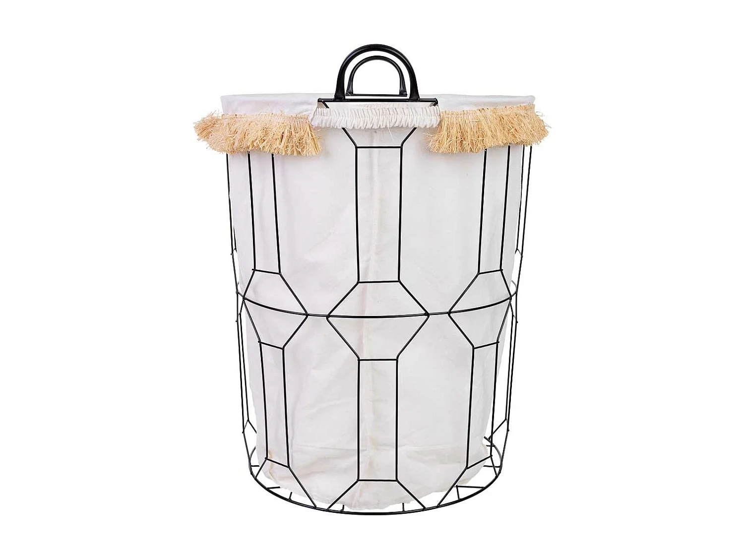 Cesto de roupa de metal e tecido D45x56/63 cm