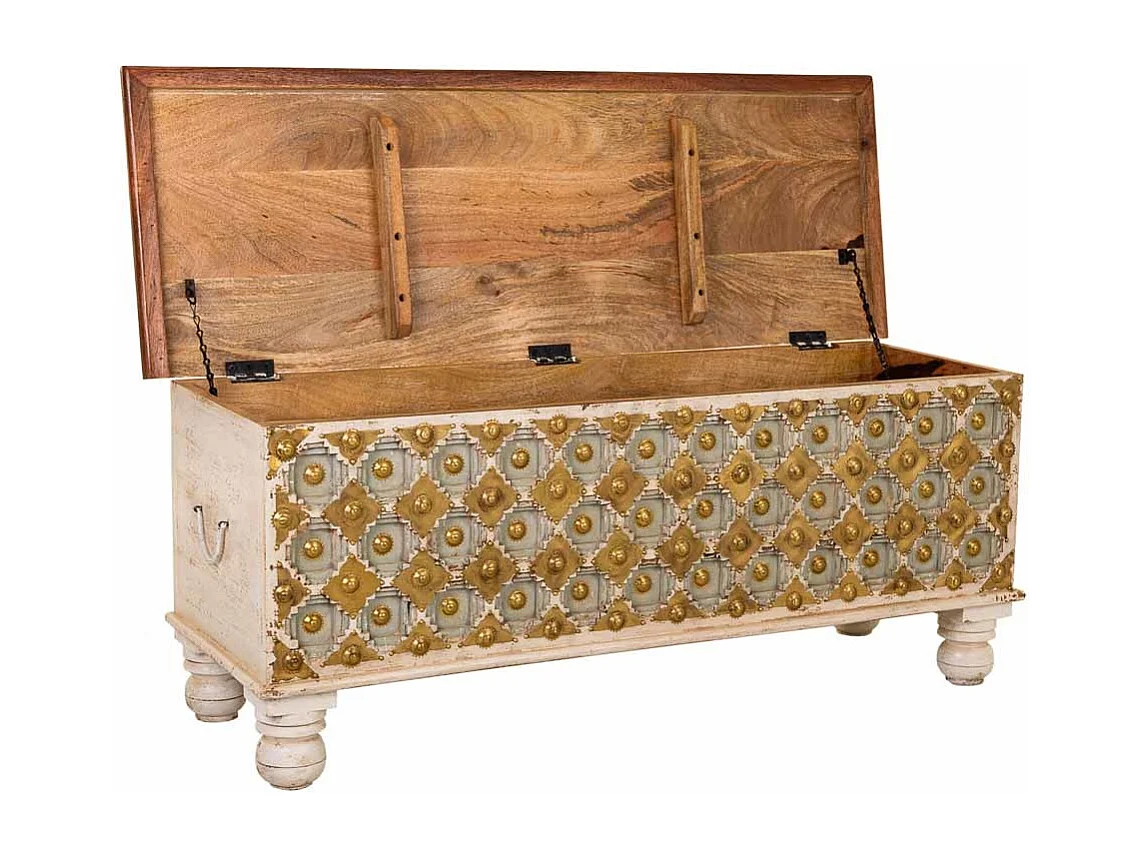 Coffre en bois artisanal 115x40x45h cm