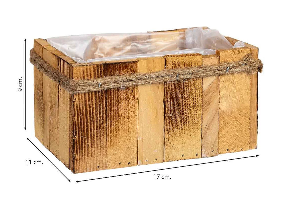 Panier rectangulaire en bois 17x11x9h cm
