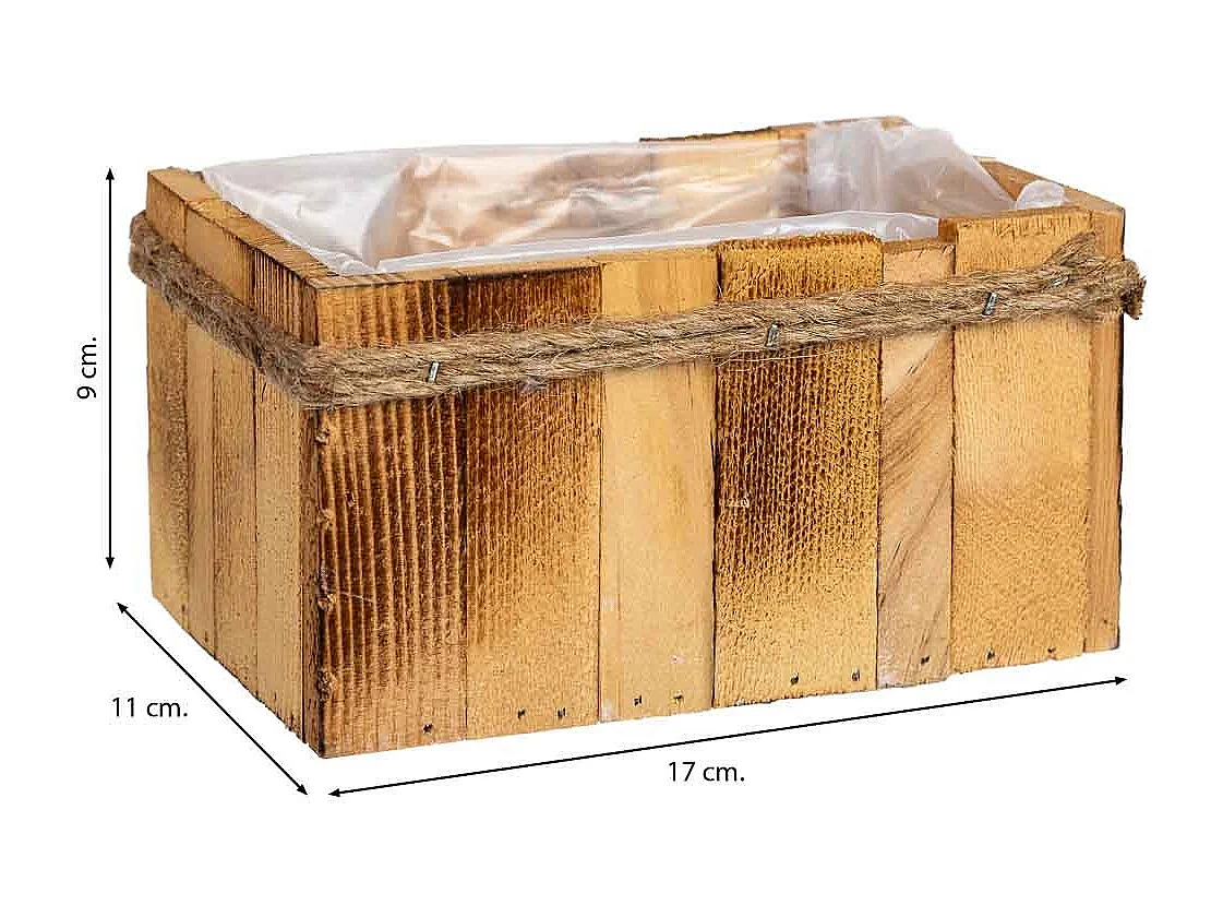 Panier rectangulaire en bois 17x11x9h cm