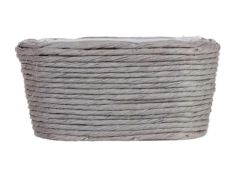 Cesto oval em vime cinzento 21x13x10h cm